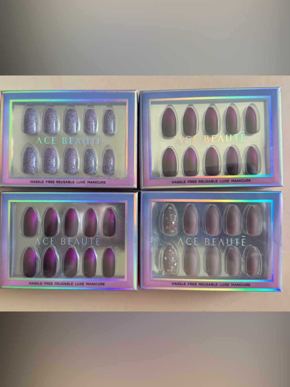 Ace Beaute Luxe Manicure Kits (Press on Nails) 4 Sets Brand New